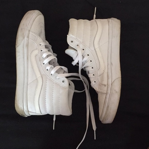 triple white high top vans